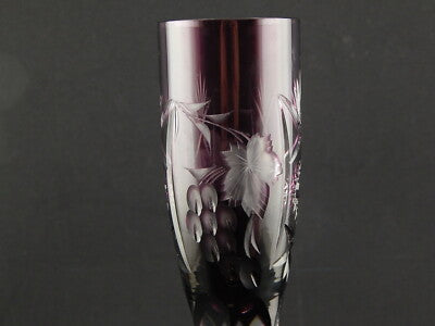 PREZIOSO ANTICO BOEMIA BICCHIERE CALICE FLUTE CRISTALLO MOLATO E TAGLIATO VIOLA