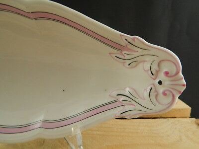 ANTICA RAVIERA PIATTO CONCHIGLIA PORCELLANA GINORI FINE 800 PROFILO ROSA E NERO