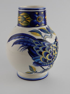 ROYAL COPENHAGEN PORCELLANA VASO BLUE PHEASANT DESIGNER C. JOACHIM DIPINTO MANO