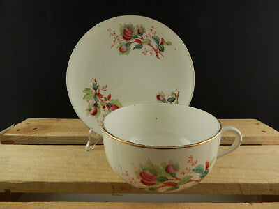 ANTICA ARTE POVERA SCODELLA TAZZA+PIATTO1800 CERAMICA SARREGUEMINES FLOREALE