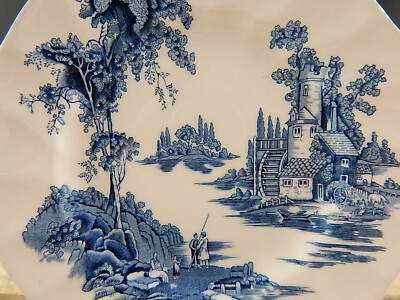 VINTAGE PIATTO PORCELLANA JOHNSON BROS THE OLD MILL STAMPA A MANO CM 18 #4737