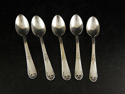 ANTICO SET 5 CUCCHIAINI ARGENTATI BAGNO ARGENTO SILVER PLATED PUNZONE ARG 1000