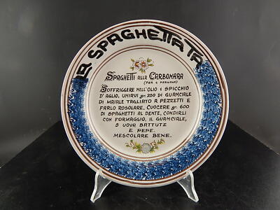VINTAGE PIATTO ARTISTI DELLA CERAMICA SPAGHETTATA DIPINTO A MANO CAVA TIRRENI #
