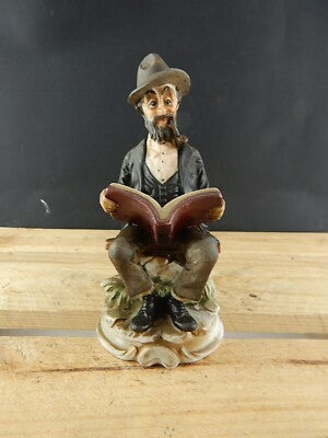 ANTICA STATUINA CERAMICA MARCHIO CAPODIMONTE N BLU CORONATA