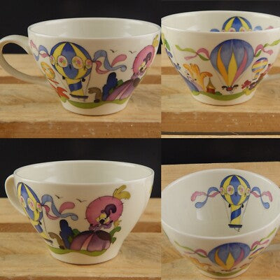 VINTAGE PORCELLANA VILLEROY&BOCH TAZZA DISEGNO MONGOLFIERA