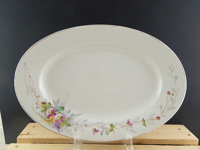 ANTICO VASSOIO RAVIERA PORCELLANA GINORI METÀ 800 DIPINTO A MANO FIORI DI CAMPO