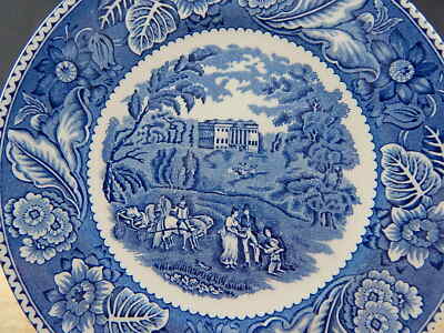 ANTICO PIATTO CERAMICA WOOD&SONS BURSLEM ENOCH1784RALPH1750 WOODLAND BLU