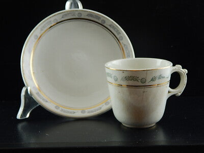 ANTICO SET TAZZA+PIATTINO FINE 800 PORCELLANA CERAMICA RICHARD MILANO COLLEZIONE
