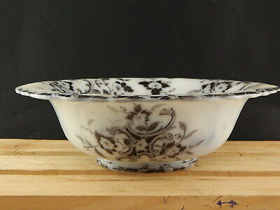 ANTICO ART NOUVEAU CATINO O CENTROTAVOLA CERAMICA BIANCA STAMPA A MANO FLOREALE