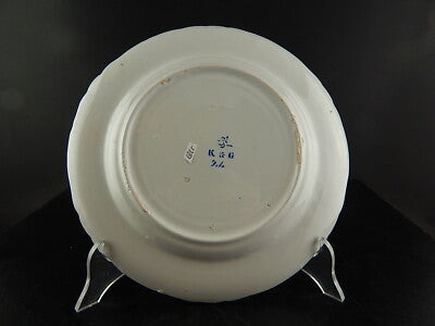 ANTICO PIATTO CERAMICA MAIOLICA LUNEVILLE K&G FATTO DIPINTO MANO 1890 TAMBURINO