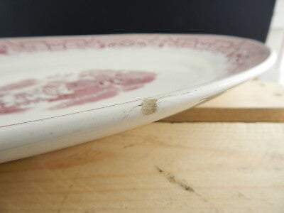 ANTICO GRANDE VASSOIO 1930 CERAMICA INGLESE DECORO WILLOW GIBSON&SONS BURSLEM