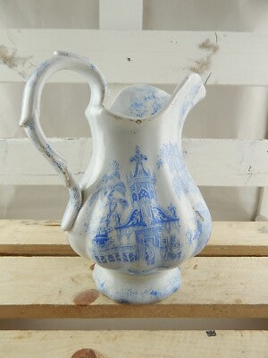 ANTICA CARAFFA BROCCA TRANSFERWARE CERAMICA INGLESE VITTORIANA DECORO COLANDINE