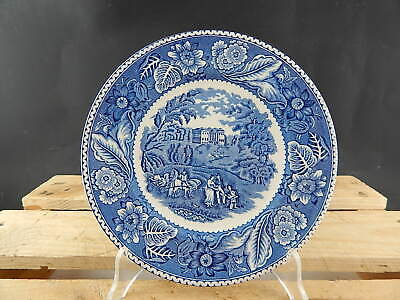 ANTICO PIATTO CERAMICA WOOD&SONS BURSLEM ENOCH1784RALPH1750 WOODLAND BLU