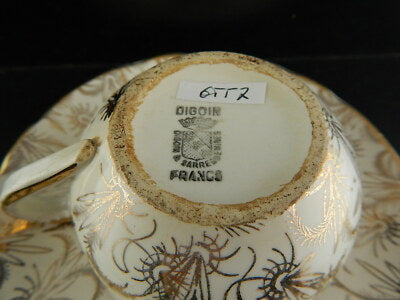 ANTICA RARA TAZZA SARREGUEMINES DIGOIN 1920 CERAMICA BIANCA ORO ZECCHINO #6557