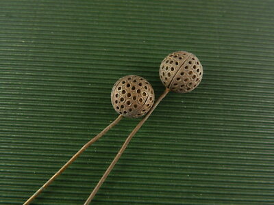 ACCESSORI ABBIGLIAMENTO ART DECO ANTICA COPPIA SPILLONI PER CAPPELLO #4918