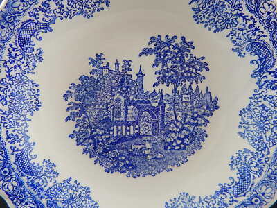 VINTAGE PIATTO FONDO CERAMICA N.I.C.E MONDOVI' BIANCO-BLU COLLEZIONE SHABBY CHIC