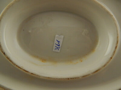 ANTICA FINE 800 SALSIERA PORCELLANA AUSTRIA VIENNA VERDE E ORO DIPINTA ANATRE