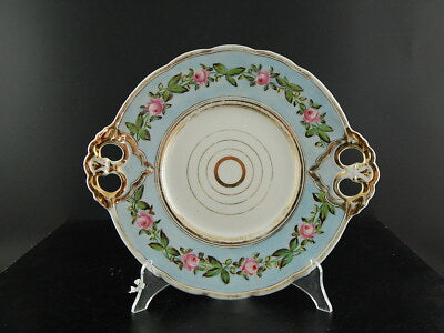 ANTICO 1840 VASSOIO PIATTO CON MANICI KPM BERLIN PORCELLANA GHIRLANDA DI ROSE