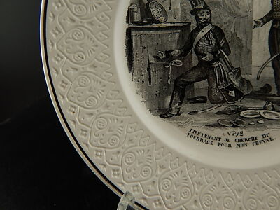ANTICO COLLEZIONE ORIGINALEPIATTO PARLANTE MILITARE CERAMICA FRANCESE 1800 #6778