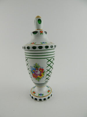 ANTICA PREZIOSA URNA VASO BIEDERMEIER CRISTALLO BOEMO INCAMICIATO BOHEMIAN VASE