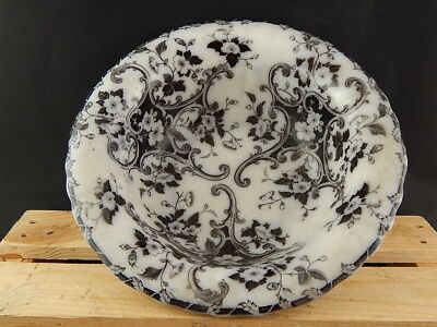 ANTICO ART NOUVEAU CATINO O CENTROTAVOLA CERAMICA BIANCA STAMPA A MANO FLOREALE