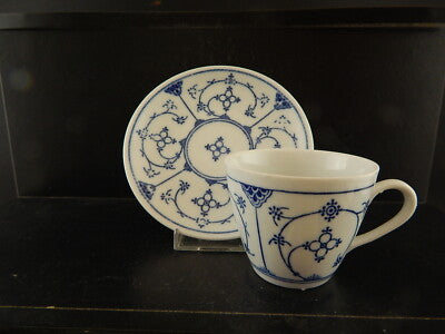 ANTICA TAZZA PORCELLANA MANIFATTURA TEDESCA KAHLA METÀ '900 BLUE FLUTED