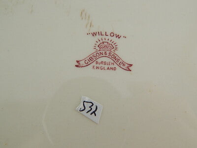 ANTICO GRANDE VASSOIO 1930 CERAMICA INGLESE DECORO WILLOW GIBSON&SONS BURSLEM