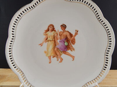 ANTICO ART NOUVEAU PREZIOSO PIATTO TRAFORATO PORCELLANA SCHUMANN 1920 BAVARIA