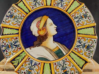 VINTAGE PIATTO PARATA MAIOLICA VINCENZINA CERAMICA A LUSTRO GUALDO TADINO CM.37