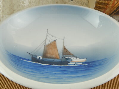 VINTAGE LYNGBY ROYAL CROWN COPENHAGEN CENTROTAVOLA PORCELLANA PIATTO MARINA 1940