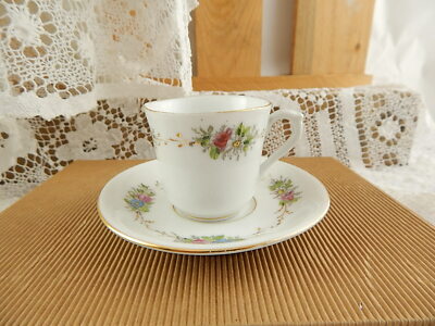 PREZIOSO RICHARD SET CAFFE' TAZZA E PIATTO CERAMICA SECONDA METÀ 800 DIPINTO