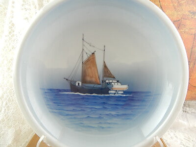 VINTAGE LYNGBY ROYAL CROWN COPENHAGEN CENTROTAVOLA PORCELLANA PIATTO MARINA 1940