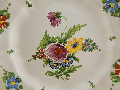 ANTICO 1946 PIATTO PIANO CERAMICA IMOLA TECNICA E DECORO SETTECENTO ITALIANO #24