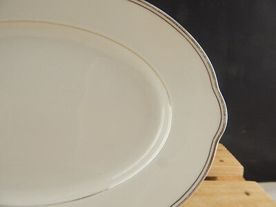 ANTICO ART DECO VERBANO LAVENO PIATTO OVALE VASSOIO PORCELLANA DECORO ARGENTO