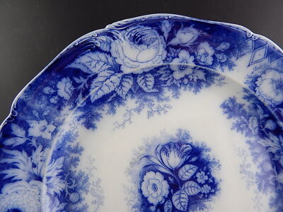 ANTICO RARO PIATTO CERAMICA JARDINIERE DIPINTO MANO BOCH FRERES META '800 CM 35