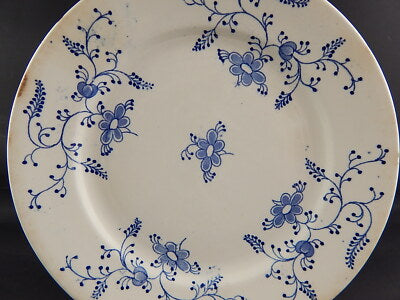 ANTICO PIATTO CERAMICA FINE 800 MANIFACTURE IMPERIALE ROYALE NIMY BLUE FLUTED §