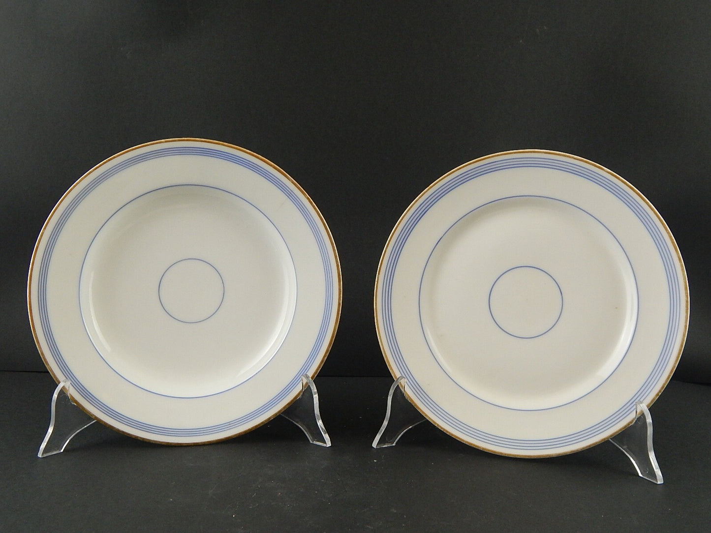 ANTICO RARO SERVIZIO 10 PIATTI PORCELLANA PARIGI BIANCA BLU ORO NAPOLEONE III