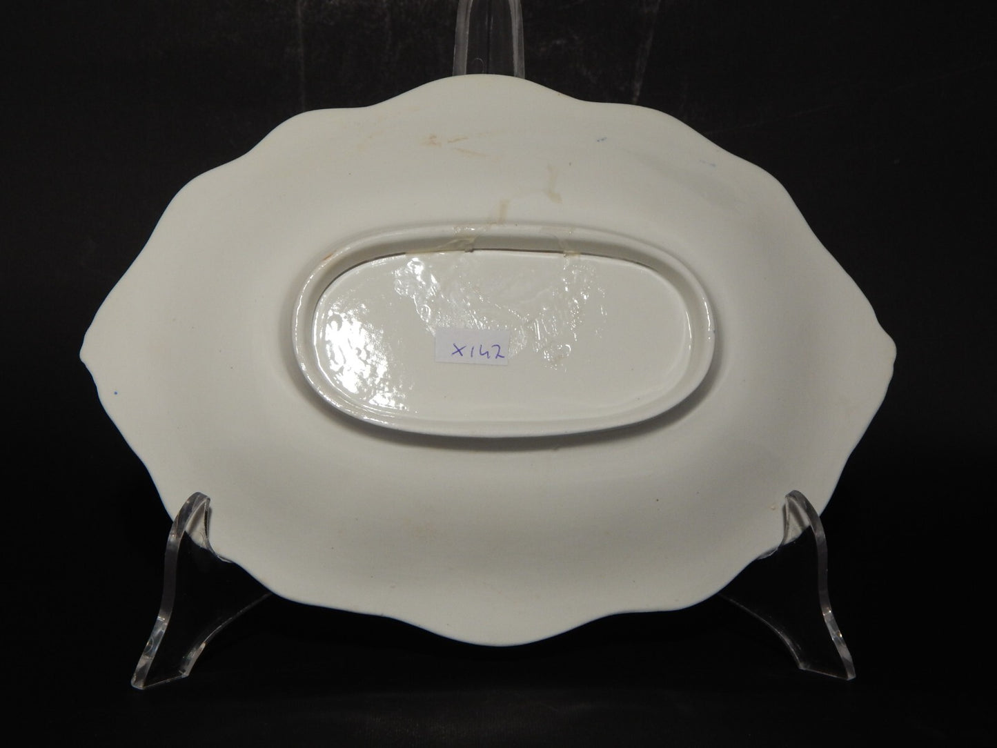 ANTICO RARO VASSOIO CERAMICA BIANCA PROFILO BLU RICHARD MILANO FINE 800 (X147)