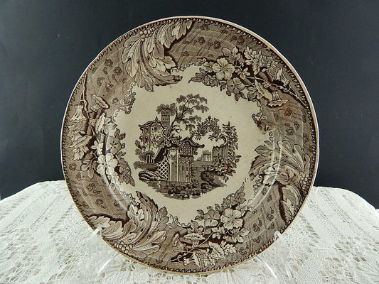 ANTICO PIATTO CERAMICA POTTERY INGLESE MINTON 1850 DECORO DEVON PATTERN MUSEALE