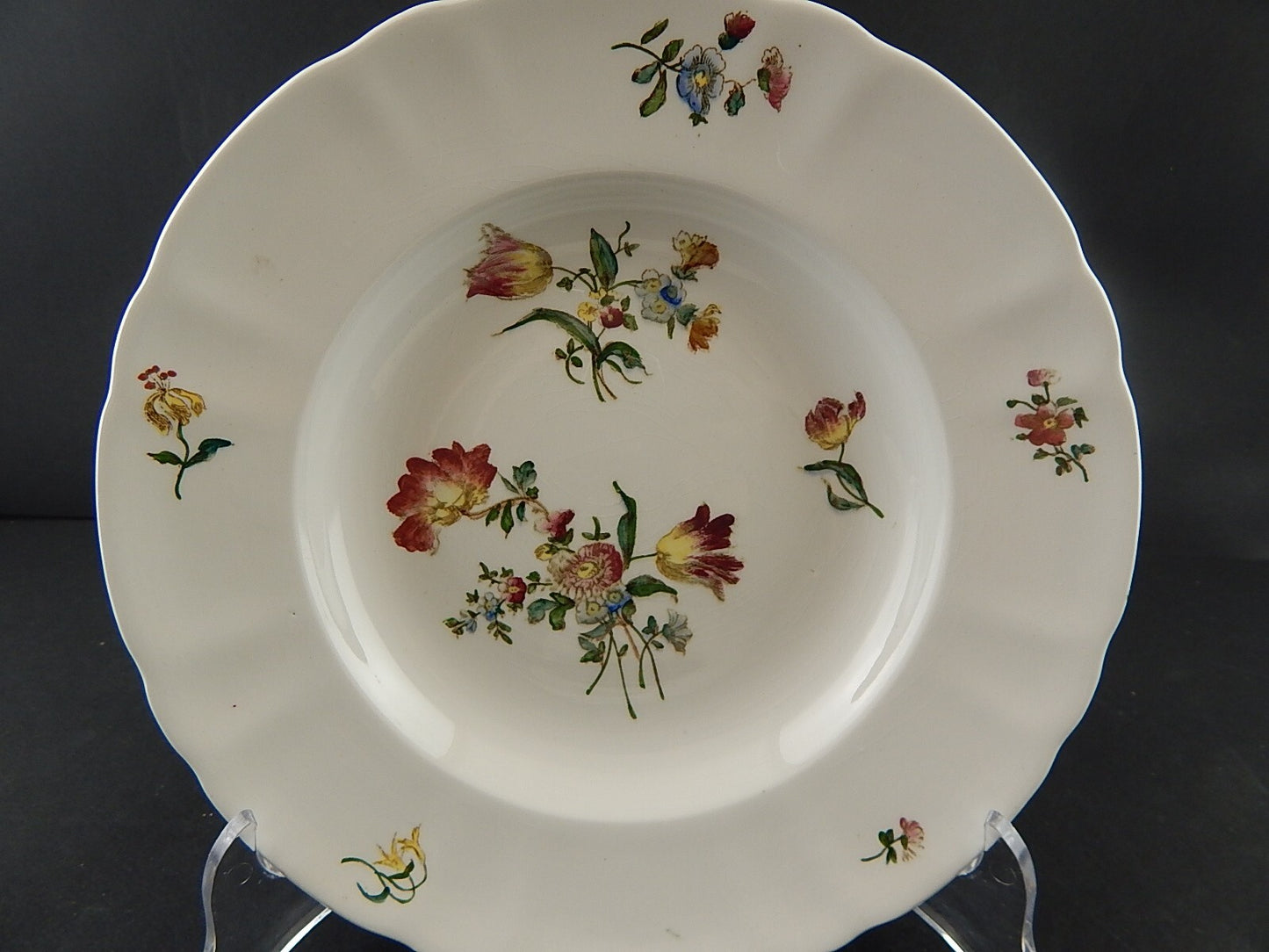 ANTICO 1800 RARISSIMO PIATTO FONDO CERAMICA RICHARD MILANO DECORO DRESDEN A131