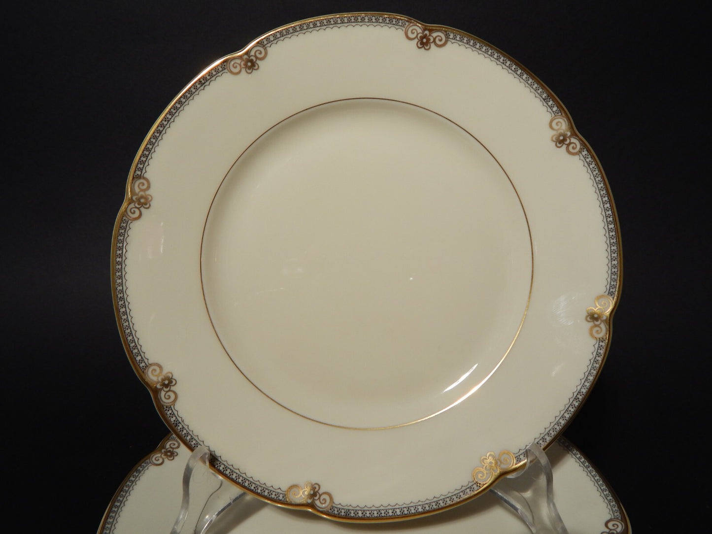 ANTICO EPOCA ART DECO SERVIZIO TORTA DESSERT 6 PIATTI PORCELLANA ROYAL TETTAU