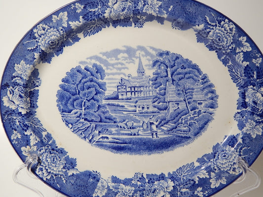 VINTAGE ENOCH WOOD'S ENGLISH SCENERY PIATTO PORTATA VASSOIO SEMI PORCELLANA 1761