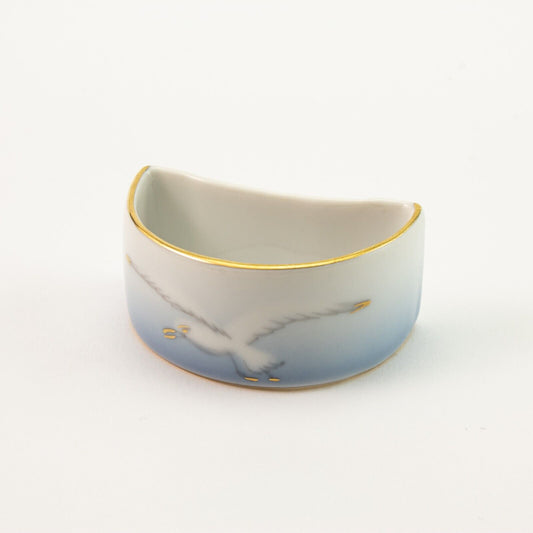 RARISSIMO PORTATOVAGLIOLO PORCELLANA E ORO ZECCHINO GABBIANI BING&GRONDAHL 567