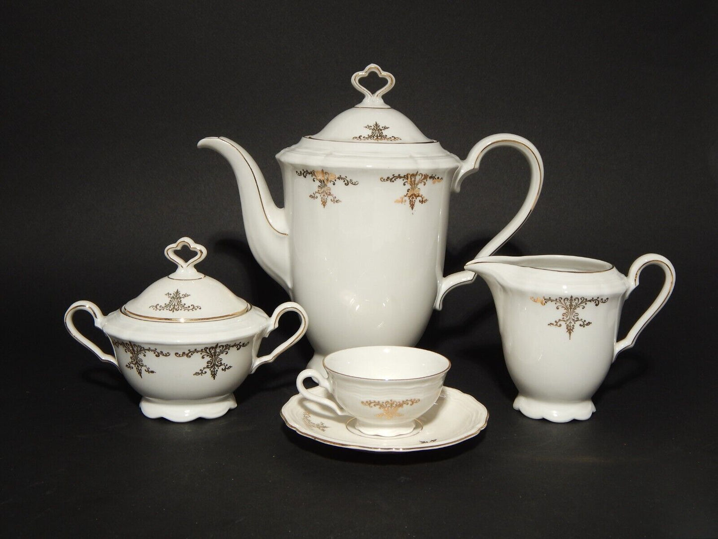 ANTICO SERVIZIO CAFFÈ PORCELLANA BIANCA ORO MARIE LUISE BAVARIA SELTMANN WEIDEN