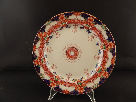 ANTICO PIATTO SEMI-PORCELLANA FORD & SON RICHMOND BURSLEM VITTORIANO POLICROMO