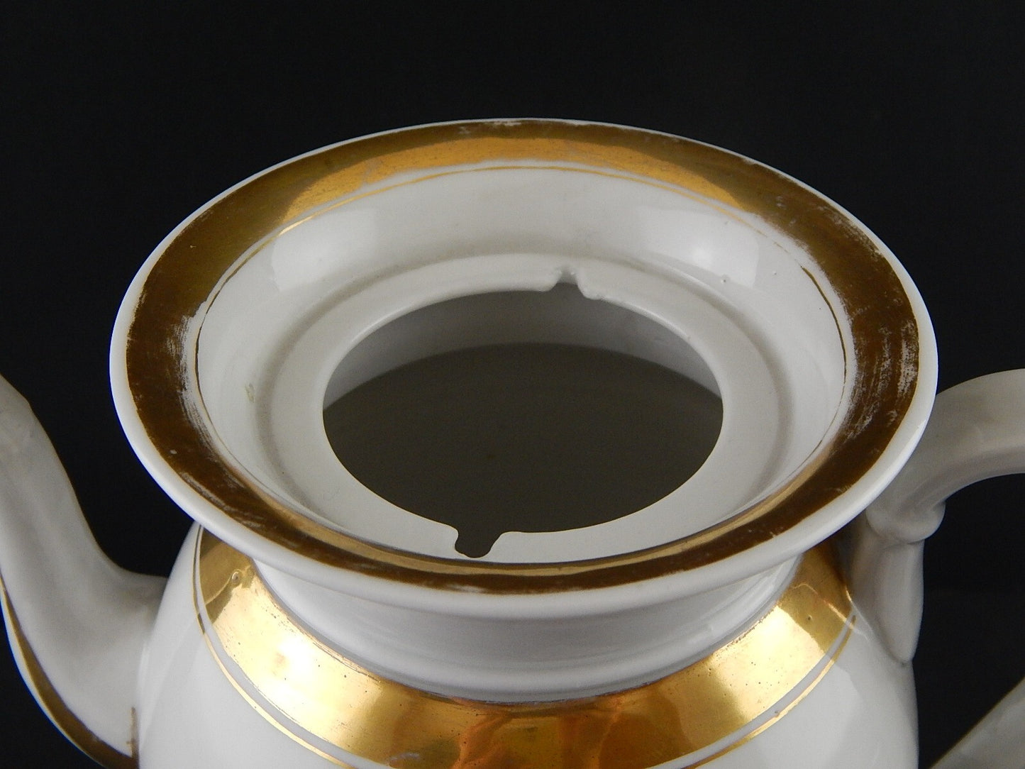 ANTICA RARA PREZIOSA CAFFETTIERA IMPERO PORCELLANA BIANCA ORO INIZIO 1800