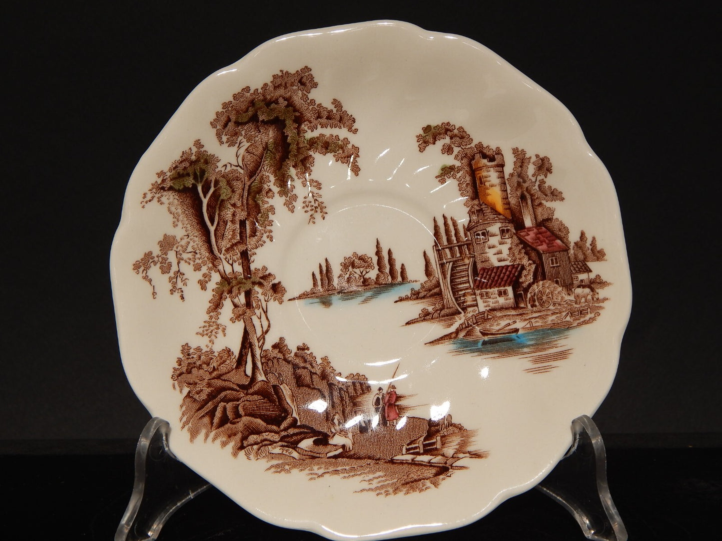 VINTAGE TAZZA DA TE' SEMI PORCELLANA JOHNSON BROS THE OLD MILL STAMPA A MANO