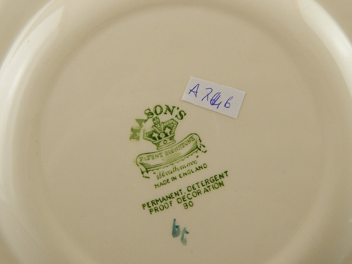 ANTICO RARO PIATTO FONDO CERAMICA INGLESE MASON’S DECORO MANO STRATHMORE