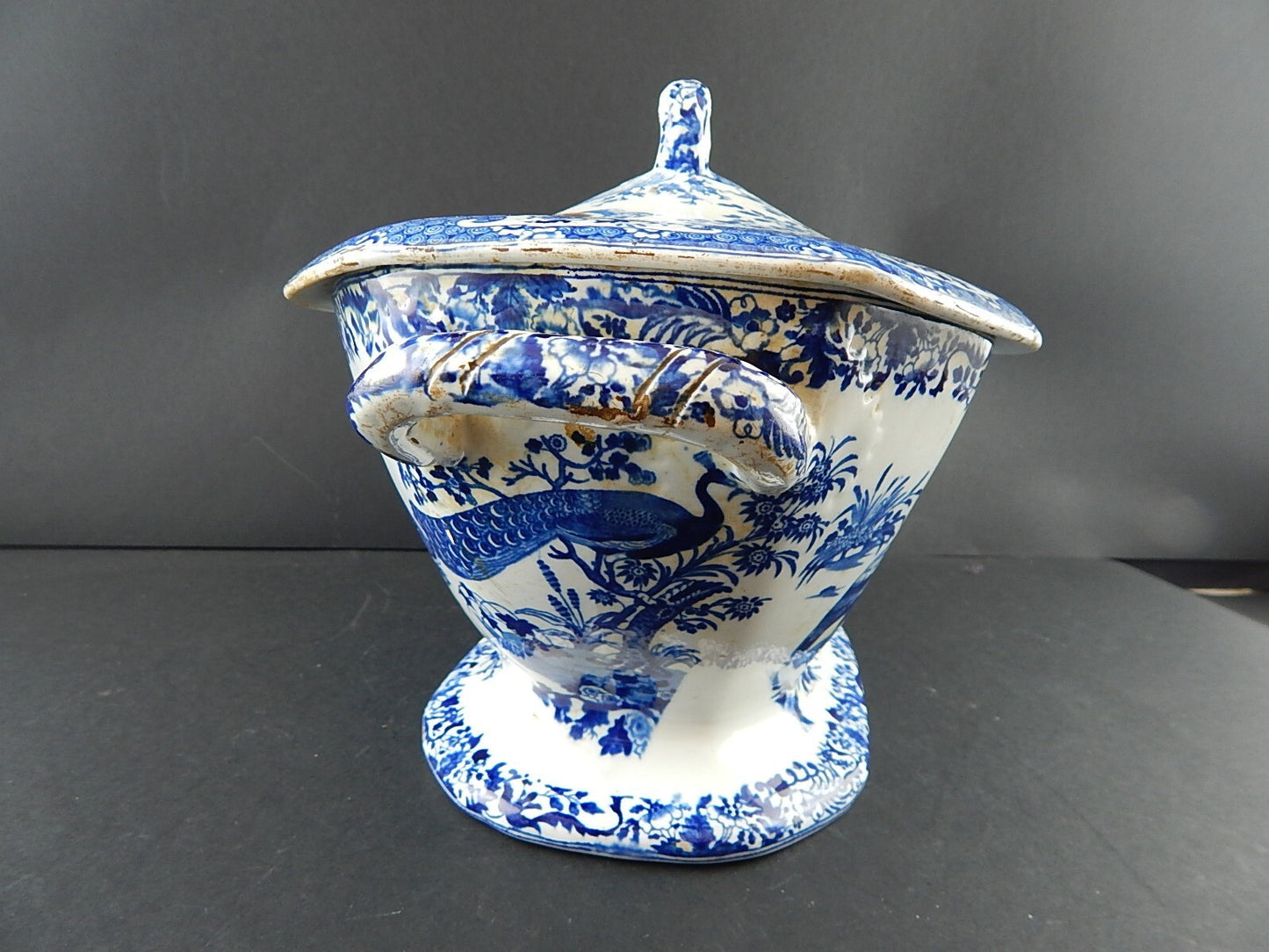 ANTICA INTROVABILE CENTROTAVOLA ZUPPIERA CERAMICA FINE 1700 GEORGIAN PERIOD