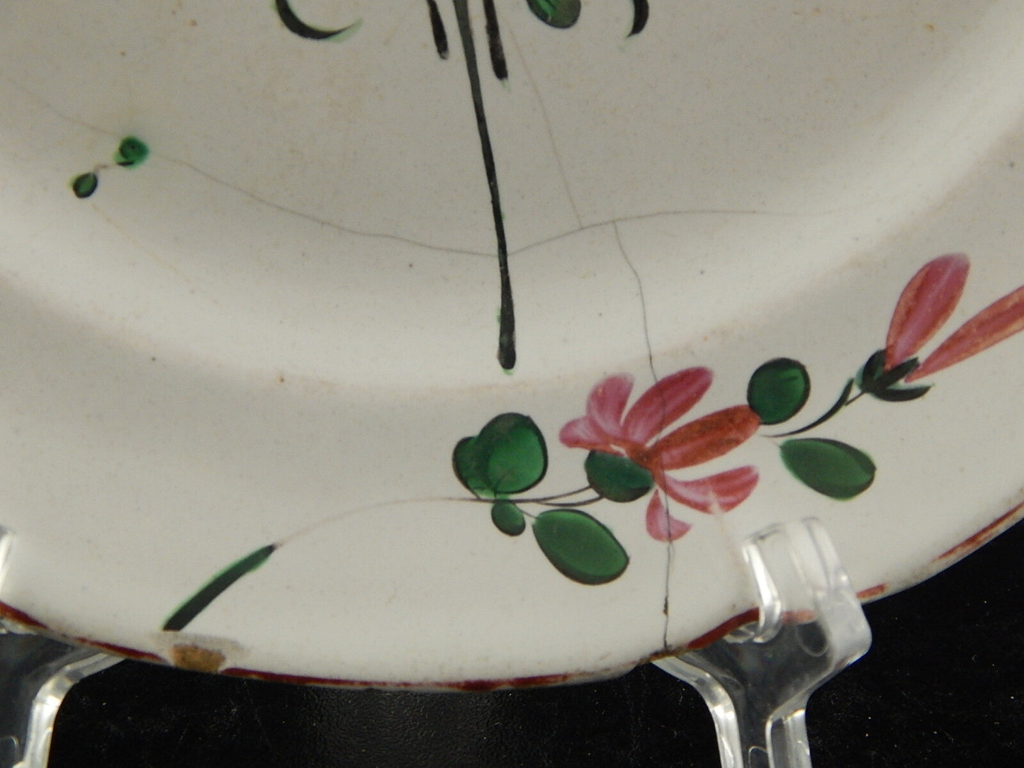 ANTICO 800 PIATTO CERAMICA MAIOLICA FIORI DIPINTI POLICROMI COLLEZIONE #6935